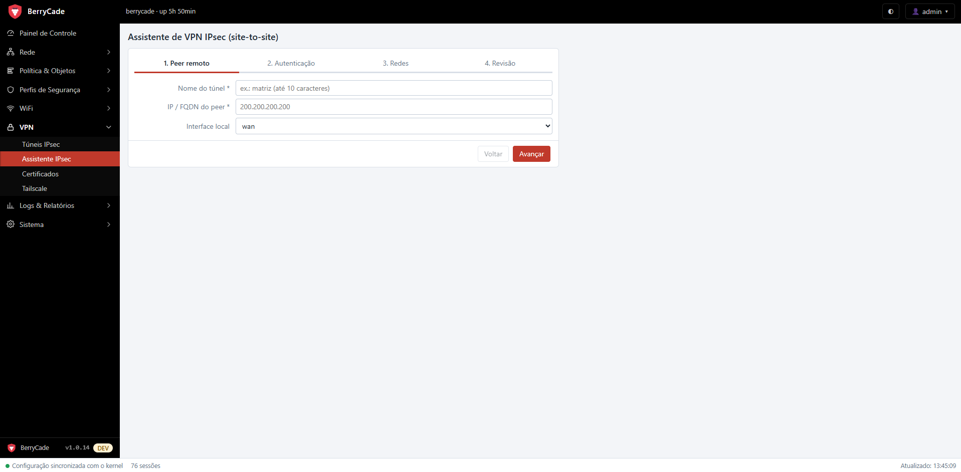 VPN › Assistente IPsec